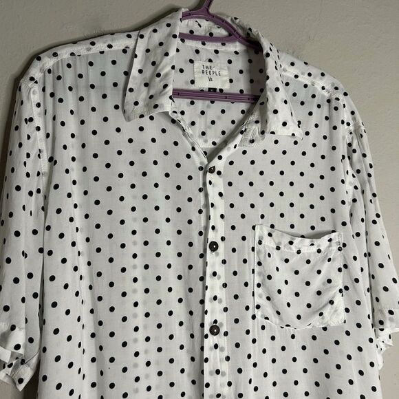 The People Vs. Polka Dot Tunic Length Button Down Shirt - Picture 5 of 11